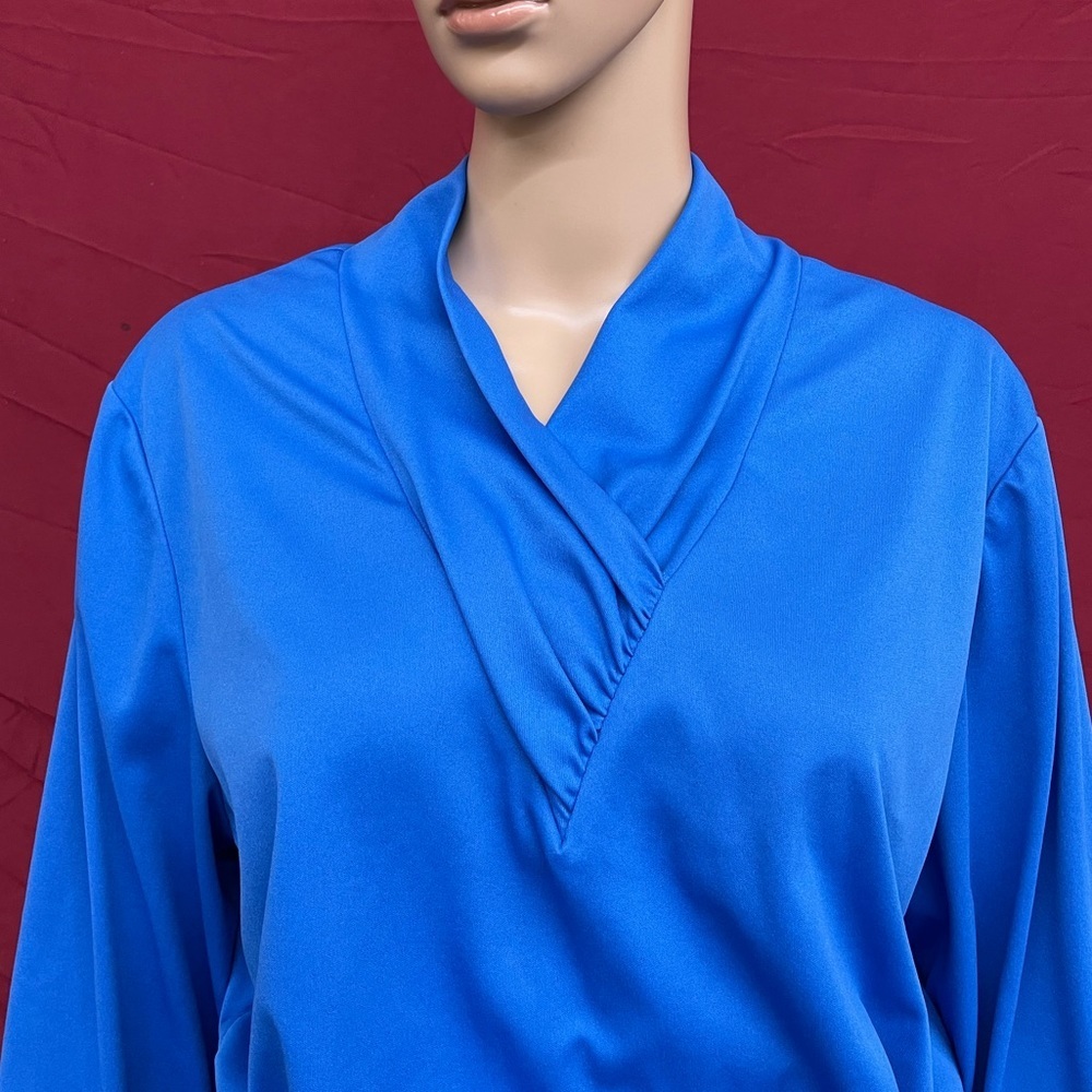 Vintage 1970’s Haband For Her Blue Belted Long Sleeve Dress Size 14 - Picture 4 of 6